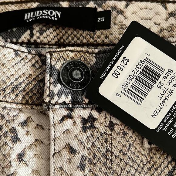 Hudson Barbara Mid Rise Super Skinny Jeans in snake print size 25 NWT - Picture 3 of 6